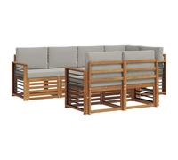 vidaXL Set divano sezionale con cuscino 7 pcs Grigio Naturale e Chiaro, Divano da Giardino, Sezionale Moderno, Set Lounge Resistente, Comodo per il Terrazzo, Perfetto per la Vita