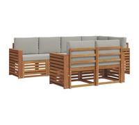 vidaXL Set divano sezionale con cuscino 7 pcs Grigio Naturale e Chiaro, Divano da Giardino, Sezionale Moderno, Set Lounge Resistente, Comodo per il Terrazzo, Perfetto per la Vita