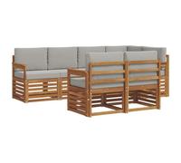 vidaXL Set divano sezionale con cuscino 7 pcs Grigio Naturale e Chiaro, Divano da Giardino, Sezionale Moderno, Set Lounge Resistente, Comodo per il Terrazzo, Perfetto per la Vita