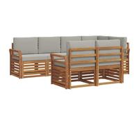 vidaXL Set divano sezionale con cuscino 7 pcs Grigio Naturale e Chiaro, Divano da Giardino, Sezionale Moderno, Set Lounge Resistente, Comodo per il Terrazzo, Perfetto per la Vita