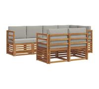 vidaXL Set divano sezionale con cuscino 7 pcs Grigio Naturale e Chiaro, Divano da Giardino, Sezionale Moderno, Set Lounge Resistente, Comodo per il Terrazzo, Perfetto per la Vita
