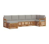 vidaXL Set divano sezionale con cuscino 7 pcs Grigio Naturale e Chiaro, Divano Sectionale da Giardino Moderno, Set da Esterno Resistente, Mobili da Patio per un Comodo Relax