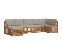 vidaXL Set divano sezionale con cuscino 7 pcs Grigio Naturale e Chiaro, Divano Sectionale da Giardino Moderno, Set da Esterno Resistente, Mobili da Patio per un Comodo Relax