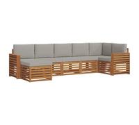 vidaXL Set divano sezionale con cuscino 7 pcs Grigio Naturale e Chiaro, Divano Sectionale da Giardino Moderno, Set da Esterno Resistente, Mobili da Patio per un Comodo Relax
