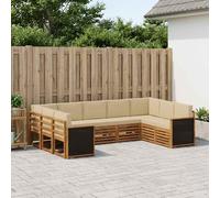 vidaXL Set divano sezionale con cuscino 7 pcs Naturale, Arredamento da Giardino, Set Lounge Moderno, Divano Durevole, Posti Sezionali per Terrazzo e Soggiorno
