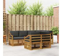 vidaXL Set divano sezionale con cuscino 7 pcs Naturale e Antracite, Divano da Giardino, Sezionale Moderno, Set Lounge Resistente, Comodo per il Terrazzo, Perfetto per la Vita