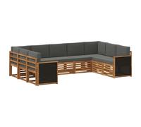 vidaXL Set divano sezionale con cuscino 7 pcs Naturale e Antracite, Arredamento da Giardino, Set Lounge Moderno, Divano Durevole, Posti Sezionali per Terrazzo e Soggiorno