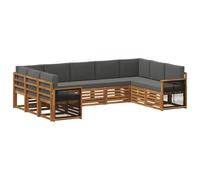 vidaXL Set divano sezionale con cuscino 7 pcs Naturale e Antracite, Divano da Giardino Moderno, Mobili Sezionali Resistenti per Esterni, Comfort per Patio e Terrazzo