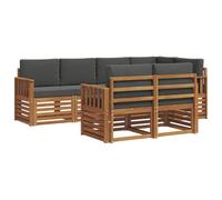 vidaXL Set divano sezionale con cuscino 7 pcs Naturale e Antracite, Divano da Giardino, Sezionale Moderno, Set Lounge Resistente, Comodo per il Terrazzo, Perfetto per la Vita