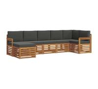 vidaXL Set divano sezionale con cuscino 7 pcs Naturale e Antracite, Divano Sectionale da Giardino Moderno, Set da Esterno Resistente, Mobili da Patio per un Comodo Relax