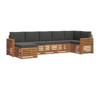vidaXL Set divano sezionale con cuscino 7 pcs Naturale e Antracite, Divano Sectionale da Giardino Moderno, Set da Esterno Resistente, Mobili da Patio per un Comodo Relax