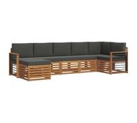 vidaXL Set divano sezionale con cuscino 7 pcs Naturale e Antracite, Divano Sectionale da Giardino Moderno, Set da Esterno Resistente, Mobili da Patio per un Comodo Relax