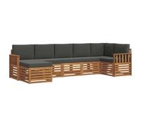 vidaXL Set divano sezionale con cuscino 7 pcs Naturale e Antracite, Divano Sectionale da Giardino Moderno, Set da Esterno Resistente, Mobili da Patio per un Comodo Relax