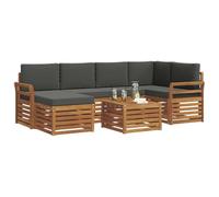 vidaXL Set divano sezionale con cuscino 7 pcs Naturale e Antracite, Mobili da Giardino, Divano Moderno per Esterni, Set Sezionale per Patio, Comodo per Relax in Terrazza