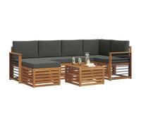 vidaXL Set divano sezionale con cuscino 7 pcs Naturale e Antracite, Mobili da Giardino, Divano Moderno per Esterni, Set Sezionale per Patio, Comodo per Relax in Terrazza