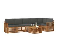 vidaXL Set divano sezionale con cuscino 7 pcs Naturale e Antracite, Set di divani da giardino moderni, mobili da esterno in acacia, comfort e relax per il tuo patio