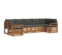 vidaXL Set divano sezionale con cuscino 7 pcs Naturale e Antracite, Set di mobili da esterno in legno di acacia, divano moderno, posti a sedere eleganti, lounge modulare, bordo piscina