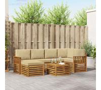 vidaXL Set divano sezionale con cuscino 7 pcs Naturale e Beige, Mobili da Giardino, Divano Moderno per Esterni, Set Sezionale per Patio, Comodo per Relax in Terrazza