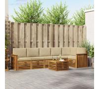 vidaXL Set divano sezionale con cuscino 7 pcs Naturale e Beige