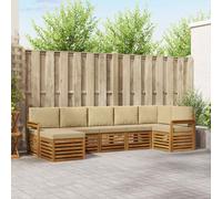 vidaXL Set divano sezionale con cuscino 7 pcs Naturale e Beige