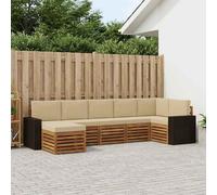 vidaXL Set divano sezionale con cuscino 7 pcs Naturale e Beige, Divano Sectionale da Giardino Moderno, Set da Esterno Resistente, Mobili da Patio per un Comodo Relax