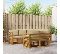 vidaXL Set divano sezionale con cuscino 7 pcs Naturale e Beige, Divano da Giardino, Sezionale Moderno, Set Lounge Resistente, Comodo per il Terrazzo, Perfetto per la Vita
