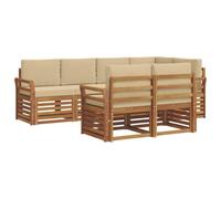 vidaXL Set divano sezionale con cuscino 7 pcs Naturale e Beige, Divano da Giardino, Sezionale Moderno, Set Lounge Resistente, Comodo per il Terrazzo, Perfetto per la Vita