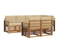 vidaXL Set divano sezionale con cuscino 7 pcs Naturale e Beige, Divano da Giardino, Sezionale Moderno, Set Lounge Resistente, Comodo per il Terrazzo, Perfetto per la Vita