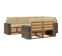 vidaXL Set divano sezionale con cuscino 7 pcs Naturale e Beige, Divano da Giardino, Sezionale Moderno, Set Lounge Resistente, Comodo per il Terrazzo, Perfetto per la Vita