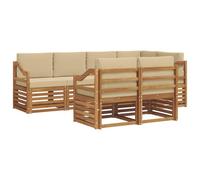 vidaXL Set divano sezionale con cuscino 7 pcs Naturale e Beige, Divano da Giardino, Sezionale Moderno, Set Lounge Resistente, Comodo per il Terrazzo, Perfetto per la Vita