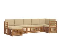 vidaXL Set divano sezionale con cuscino 7 pcs Naturale e Beige, Divano Sectionale da Giardino Moderno, Set da Esterno Resistente, Mobili da Patio per un Comodo Relax