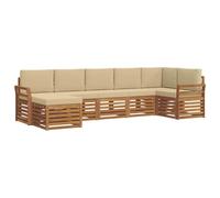 vidaXL Set divano sezionale con cuscino 7 pcs Naturale e Beige, Divano Sectionale da Giardino Moderno, Set da Esterno Resistente, Mobili da Patio per un Comodo Relax