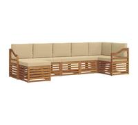 vidaXL Set divano sezionale con cuscino 7 pcs Naturale e Beige, Divano Sectionale da Giardino Moderno, Set da Esterno Resistente, Mobili da Patio per un Comodo Relax