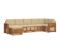 vidaXL Set divano sezionale con cuscino 7 pcs Naturale e Beige, Divano Sectionale da Giardino Moderno, Set da Esterno Resistente, Mobili da Patio per un Comodo Relax