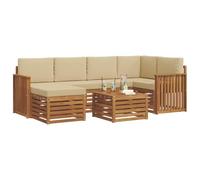 vidaXL Set divano sezionale con cuscino 7 pcs Naturale e Beige, Mobili da Giardino, Divano Moderno per Esterni, Set Sezionale per Patio, Comodo per Relax in Terrazza