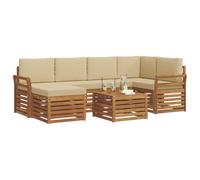 vidaXL Set divano sezionale con cuscino 7 pcs Naturale e Beige, Mobili da Giardino, Divano Moderno per Esterni, Set Sezionale per Patio, Comodo per Relax in Terrazza