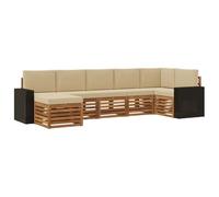 vidaXL Set divano sezionale con cuscino 7 pcs Naturale e Beige, Divano Sectionale da Giardino Moderno, Set da Esterno Resistente, Mobili da Patio per un Comodo Relax