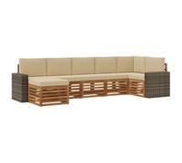vidaXL Set divano sezionale con cuscino 7 pcs Naturale e Beige, Scopri divani moderni per esterni, mobili sezionali per il terrazzo, lounge da giardino per il massimo comfort