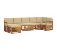 vidaXL Set divano sezionale con cuscino 7 pcs Naturale e Beige, Divano Sectionale da Giardino Moderno, Set da Esterno Resistente, Mobili da Patio per un Comodo Relax