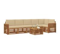 vidaXL Set divano sezionale con cuscino 7 pcs Naturale e Beige, Set di divani da giardino moderni, mobili da esterno in acacia, comfort e relax per il tuo patio