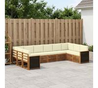 vidaXL Set divano sezionale con cuscino 7 pcs Naturale e Crema, Set da Giardino, Divano Sezionale Moderno, Seduta Comoda per Patio, Mobili Resistenti per Esterni