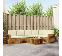vidaXL Set divano sezionale con cuscino 7 pcs Naturale e Crema
