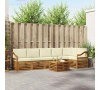 vidaXL Set divano sezionale con cuscino 7 pcs Naturale e Crema, Set di divani da giardino moderni, mobili da esterno in acacia, comfort e relax per il tuo patio