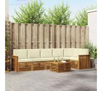 vidaXL Set divano sezionale con cuscino 7 pcs Naturale e Crema, Set di divani da giardino moderni, mobili da esterno in acacia, comfort e relax per il tuo patio