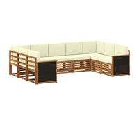 vidaXL Set divano sezionale con cuscino 7 pcs Naturale e Crema, Arredamento da Giardino, Set Lounge Moderno, Divano Durevole, Posti Sezionali per Terrazzo e Soggiorno