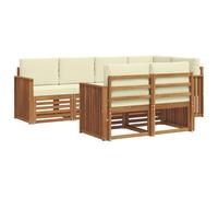 vidaXL Set divano sezionale con cuscino 7 pcs Naturale e Crema, Divano da Giardino, Sezionale Moderno, Set Lounge Resistente, Comodo per il Terrazzo, Perfetto per la Vita