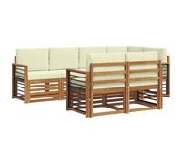 vidaXL Set divano sezionale con cuscino 7 pcs Naturale e Crema, Divano da Giardino, Sezionale Moderno, Set Lounge Resistente, Comodo per il Terrazzo, Perfetto per la Vita