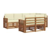 vidaXL Set divano sezionale con cuscino 7 pcs Naturale e Crema, Divano da Giardino, Sezionale Moderno, Set Lounge Resistente, Comodo per il Terrazzo, Perfetto per la Vita