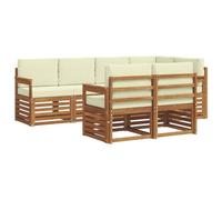 vidaXL Set divano sezionale con cuscino 7 pcs Naturale e Crema, Divano da Giardino, Sezionale Moderno, Set Lounge Resistente, Comodo per il Terrazzo, Perfetto per la Vita