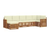 vidaXL Set divano sezionale con cuscino 7 pcs Naturale e Crema, Divano Sectionale da Giardino Moderno, Set da Esterno Resistente, Mobili da Patio per un Comodo Relax